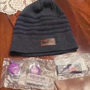 FedEx Gray Knit Beanie Hat - Branded Winter Cap
